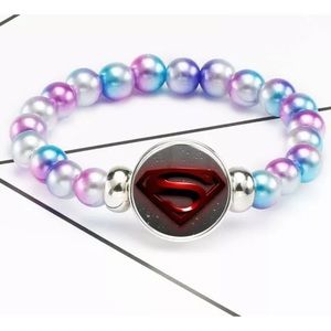 Superman Rainbow Beaded Bracelet / Snap Noosa